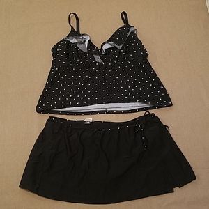 EUC Sonoma 2 piece tankini polka dotted 22W